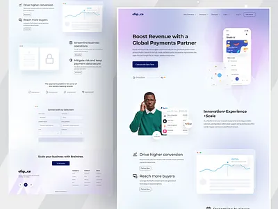 Fintech Landing page by Ofspace bootstrap css design inspiration finance app financial services fintech fintech branding home page interface design landing page design mobile app money money management money transfer ofspace ui design user experience web web design website