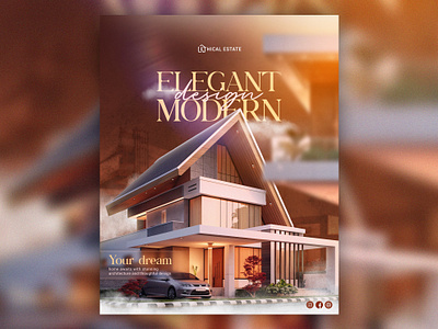 Modern Elegant Home Design | Flyer brand branding clean design design concept dream house elegant flyer graphic design home house minimalist poster promotion property real estate typography