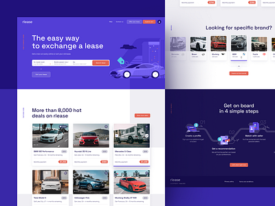 Rlease - The easy way to takeover a lease bmw cars design system exchange figma homepage lease majo puterka majoputerka outdloud outloud studio selling cars tesla web design web ui web ux webdesign