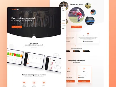 efficialtec homepage basketball football landing page orange referees referees app sport sport app