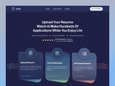 Ai Job Search Platform ai ai search ai website desgin clean dark futuristic futuristic website hero section job app job finder job listing job search minimal platform ui ux web design website