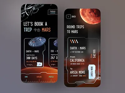 Space Flight Booking App app interface mars minimal mobile mobile app mobile apps mobile ui mobileapp mobileappdesign ui design