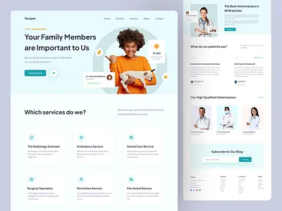 Veterinary Clinic Landing Page card clean clinic design landing landing page landing page design pet ui ui design ux ux design veterinarian veterinary web web design