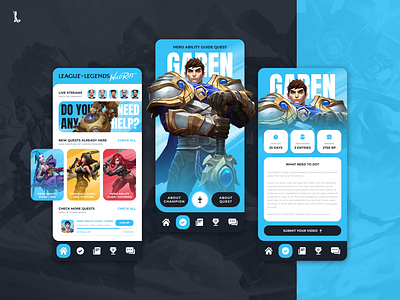 Wild Rift - UGC app platform concept design app app design app ui design esports figma games interface leagueoflegends minimal mobile mobile app mobile design mobile ui quest riotgames ui uiux ux wildrift