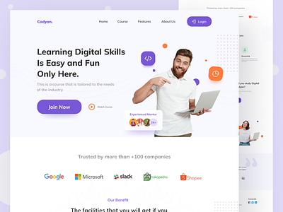 Codyan- Digital Skills Courses clean course course page design digital header website landing landingpage learning web minimalist typogaphy ui ui design uidesign ux web web design website website concept website design