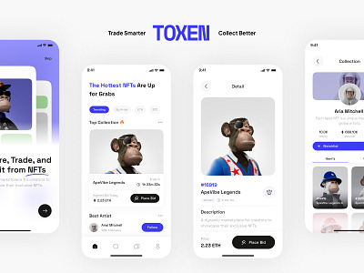 TOXEN - Trade Smarter, Collect Better. app art crypto design digital marketplace mobile nft sell token ui ux