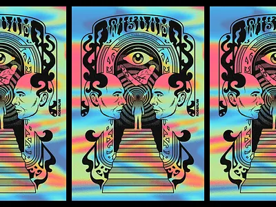 Wisdom art design digitalart fantasy human illustration lettering mind psychedelic psychonaut retro surrealism type typography vector vintage wisdom