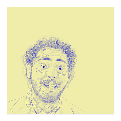 Post Malone Ballpoint on Post-It (Photoshop) ballpoint pen cintiq illustration photoshop post it notes post malone