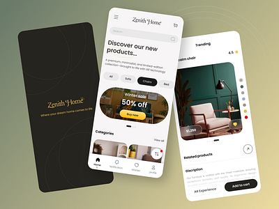 Interior furniture store mobile app app app design app ux classic design furniture store interior store light theme mobile mobile app ui design uiux user experience user interface