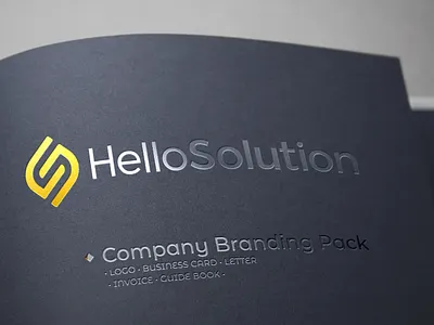 Hello Solution Company Branding Pack branding branding book business card business card design corporate branding corporate identity design flat invoice design letter design logo minimal typography