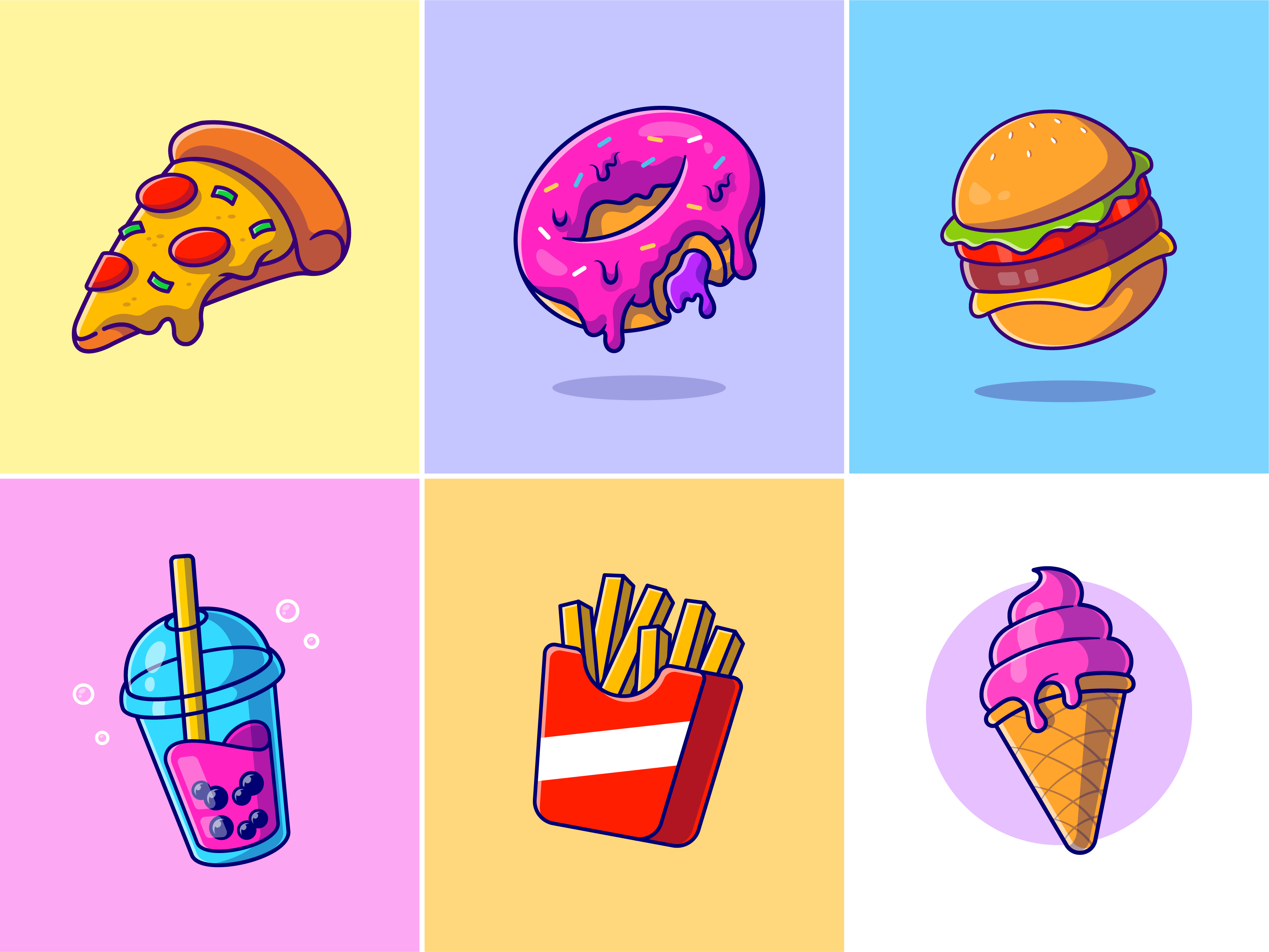 Fast food🍕🍩🍔 by catalyst on Dribbble