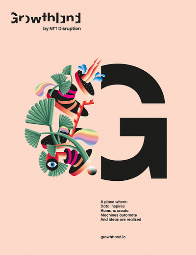 Growthland poster advertising branding graphic design illustration vector