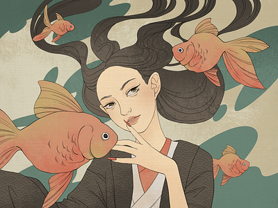 Japanese Inspired Illustration: Water illustration