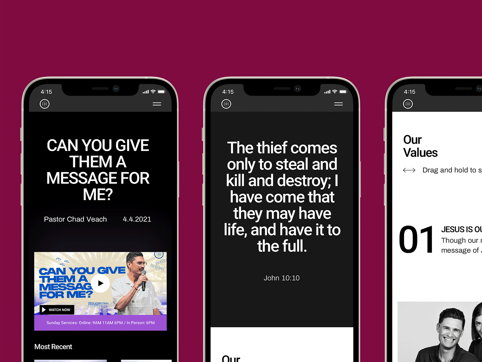 Zoe Mobile Church Website app church creative design digital graphic design identity ios minimal minimalistic modern typography ui user interface