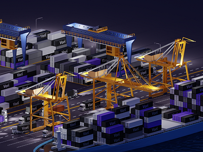 Vori - Shippping Port 3d 3d illustration blender branding illustration modeling port render shipping