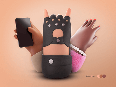 3D Hand Gestures 3d app blender business diversity figma gesture gestures guide hand hands icon icons illustration mobile plumb punk skin ui website