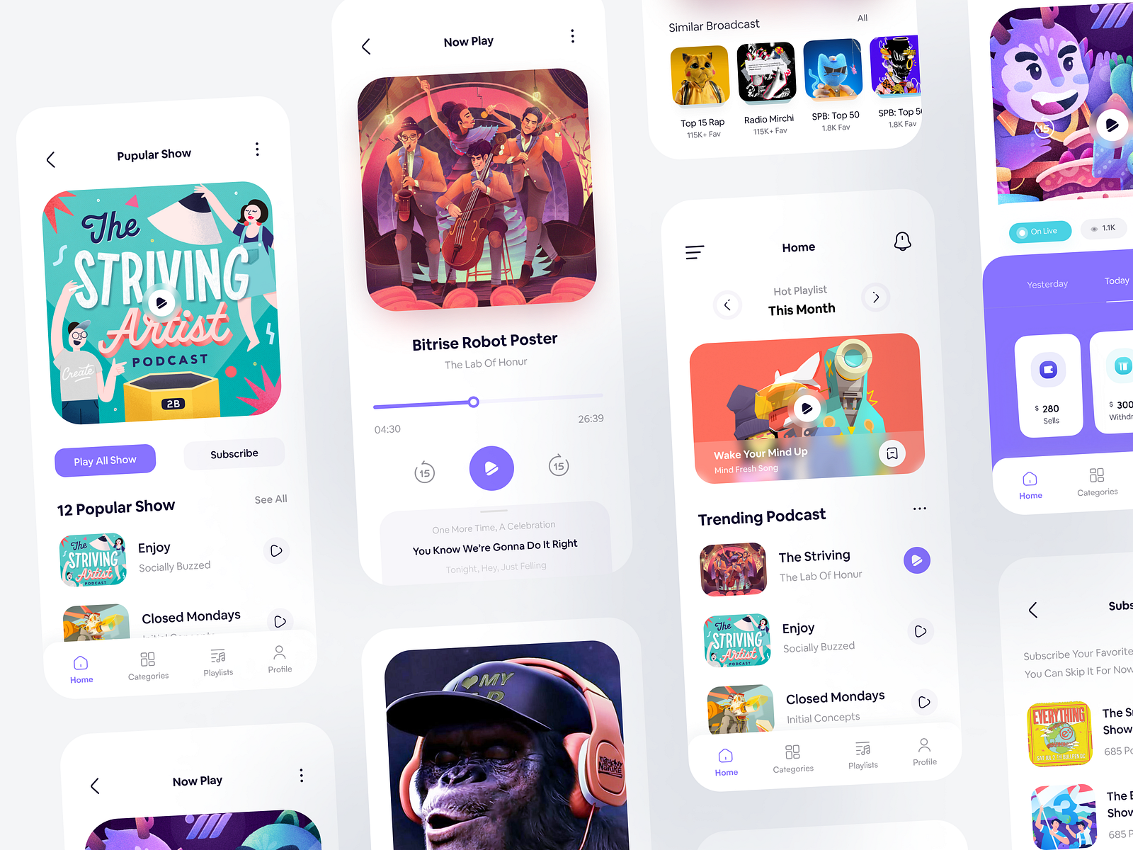 Podcast App Design by Finlay Studio for Ui Sharks on Dribbble