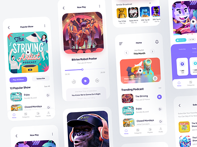 Podcast App Design app app design live streming minimal mobile mobile app music app music player player podcast podcasting podcasts product spotify streming app ui