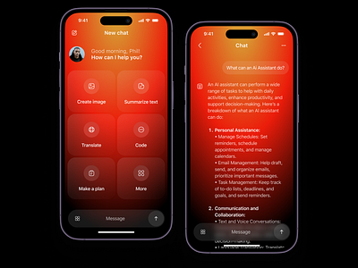 Ai assistant app ai app ai assistant ai startup ai technology app app design artificial intelligence chat gpt chatbot concept interface ios ios design iphone mobile app mobile ui ui ux virtual assistant