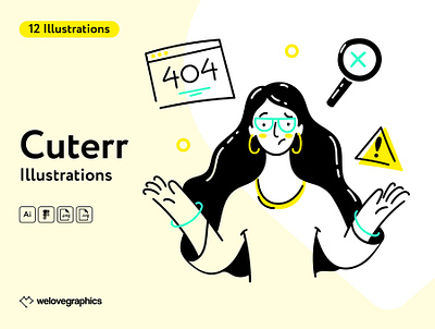 Cuter Errors Illustrations app cart empty error error 404 error message error page figma illustration illustrations illustrator not found pack search under construction vector website