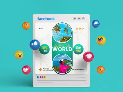 Travel Agency Social Media Post Design adventure advertisement design discount explore marketing mountain resort sea beach tour travel travel agency travel industry travel marketing world