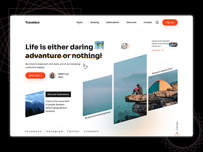 Travelerz Travel Landing page advanture booking design destination figma illustration landing page light theam location logo places travel traveling ui ui design ux web web page website