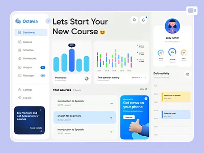 Online academy education dashboard web ui design college dashboard ui e learning education education dashboard hero section learning learning platform modern ui online class online course online education school ui uiux university ux web web design website