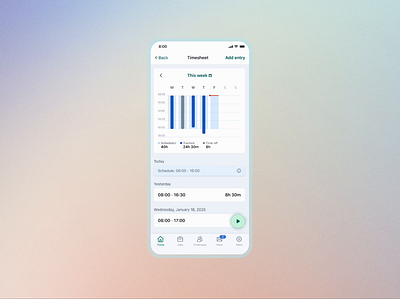 Long-press interaction for Time Tracking animation app design ui ux