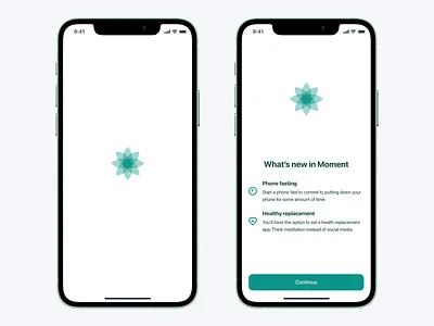 Moment: Splash / What's new app app design application case study clean design icon interface ios logo minimal mobile moment product design splash splash screen ui uidesign ux uxdesign