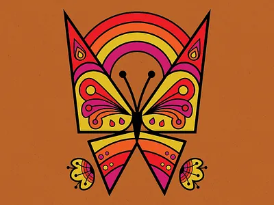 Butterfly 70s butterfly design graphic design illustration poster design thick lines vector