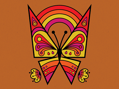 Butterfly 70s butterfly design graphic design illustration poster design thick lines vector