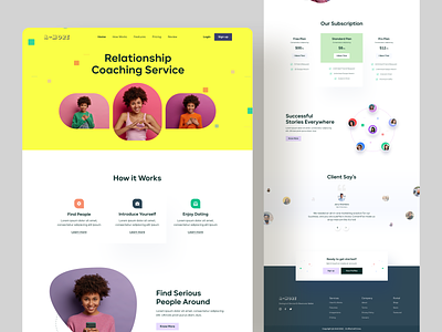 Dating Landing Page - 04 colorful landing page creative landing page dating landing page landing page kit landing page ui matchmaker website design minimal landing page relationship coach saas saas landing page ui design vibrant color landing page visual design website ui design