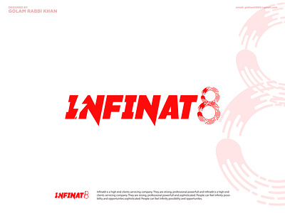 Infinat8 Logo Design 8 app brand guidelines brand identity branding company creative creative logo design digital flat logo graphic design icon infinity logo logo design minimalist logo modern logo tech vector