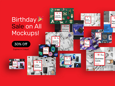 It's our 5th birthday! 🥳 birthday branding bundle design download identity illustration logo mockup mockups mrmockup promo psd sale template typography