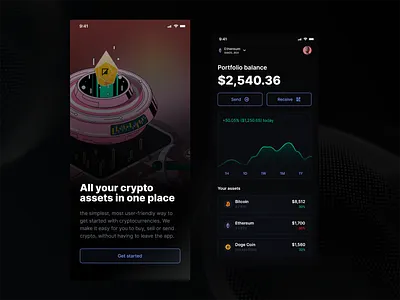 Crypto wallet - Mobile app UI app design bitcoin blockchain crypto cryptocurrency ethereum mobile app mobile app design mobile design ui wallet