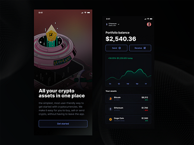 Crypto wallet - Mobile app UI app design bitcoin blockchain crypto cryptocurrency ethereum mobile app mobile app design mobile design ui wallet