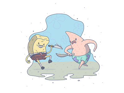 Sponge VS Star cartoon character design illustration illustrator inktober