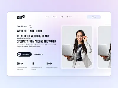 JobsGo | Website design concept brand design brand identity branding concept e shop first screen job listing logo logo design marketplace online portal sell service ui ux webdesign website work