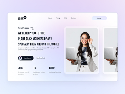 JobsGo | Website design concept brand design brand identity branding concept e shop first screen job listing logo logo design marketplace online portal sell service ui ux webdesign website work