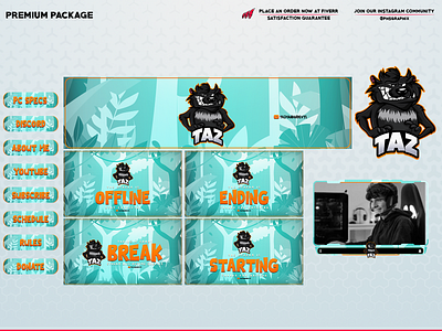 TAZ in a full twitch overlay package! 3d animation branding design graphic design illustration layout logo motion graphics streaming twitch twitch overlay ui vector