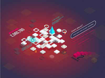 Isometric Gamification Concept Design 3d abstract ai design elearning game gamification geometric icon illustration imac ipad isometric macbook metaverse mockups online education progress indicator ui vector