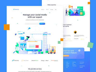 Social Media Management | Landing page 2d character design header illustration landing page management social media ui ui design uiux vector web design website design