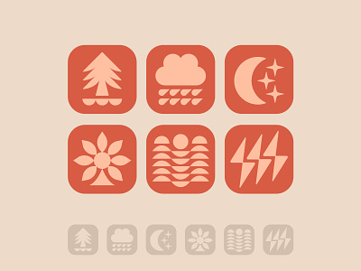 Earth.fm iconography calm day flower forest icon iconography moon nature night ocean rain river sound stars storm sunflower tree waves weather wildlife