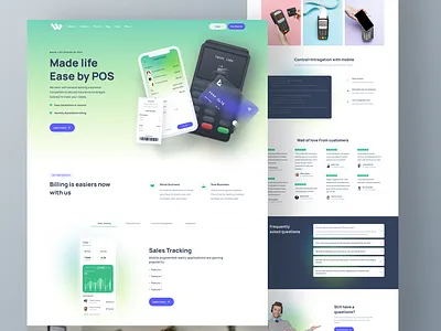 Pos landing page design ui android applandingpage creative design dashboard fintech googledribbble ios landing page mobile app mobile payment square nocode post product saas saas website startup ui ux web design website builder template