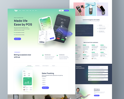 Pos landing page design ui android applandingpage creative design dashboard fintech googledribbble ios landing page mobile app mobile payment square nocode post product saas saas website startup ui ux web design website builder template