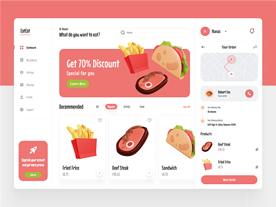 Food Delivery - Dashboard app dashboard delivery design food red service ui uidesign user experience user interface ux webdesign website