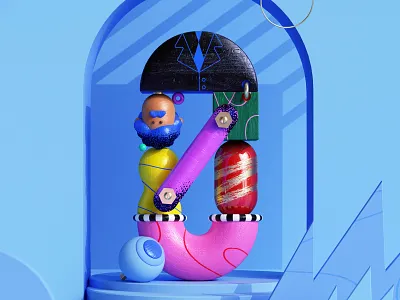 36DOT 🏁 36daysoftype 36daysoftype08 assemble building blocks c4d character character design colorful geometric geometry illustration letters minimal numbers texture wooden toys