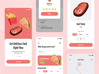 Food Delivery - Mobile App application delivery design food illustration meal mobile app service ui uidesign user experience user interface ux webapp