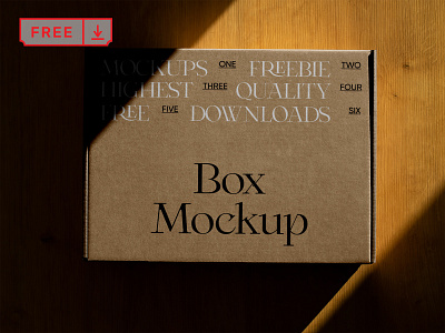 Free Paper Box on Wood Floor Mockup box branding design download free freebie identity logo mockup packaging paper box psd template typography