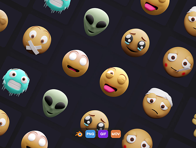 Animated 3D emojis 3d animation blender blender3d cute cute art cute illustration design resources emoji emojis emoticon motion graphics resources showcase
